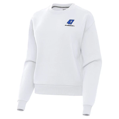 Women's Antigua White Ricky Stenhouse Jr. Victory Pullover Sweatshirt