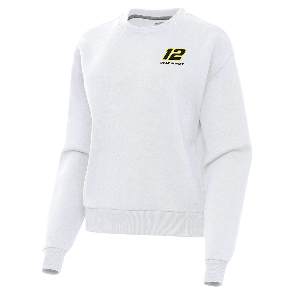Women's Antigua White Ryan Blaney Victory Pullover Sweatshirt