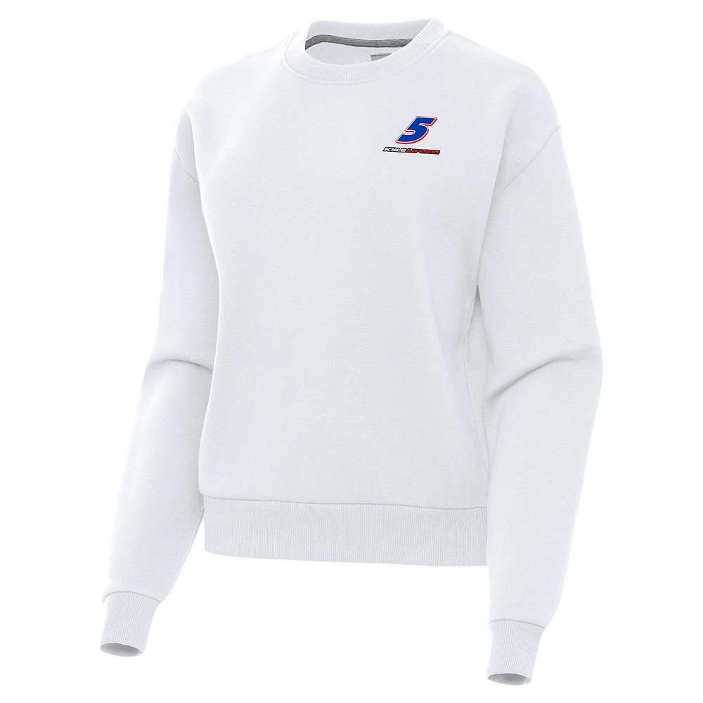 Women's Antigua White Kyle Larson Victory Pullover Sweatshirt