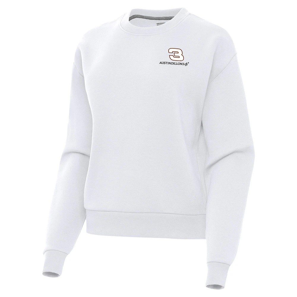 Women's Antigua White Austin Dillon Victory Pullover Sweatshirt
