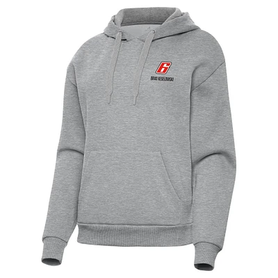 Women's Antigua Heather Gray Brad Keselowski Victory Pullover Hoodie