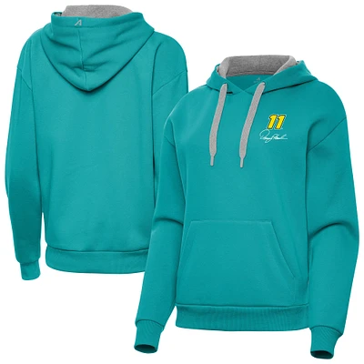 Women's Antigua Aqua Denny Hamlin Victory Pullover Hoodie