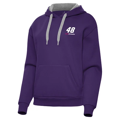 Women's Antigua Purple Alex Bowman Victory Pullover Hoodie