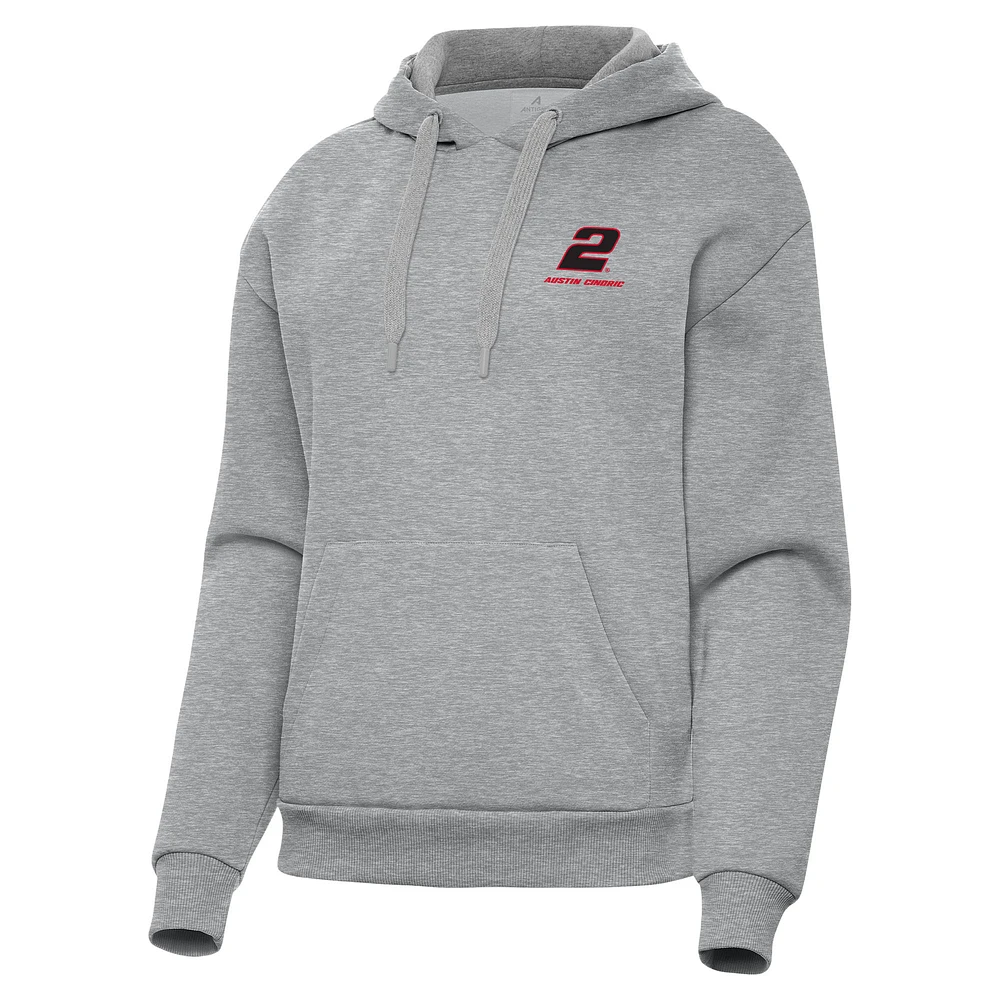 Women's Antigua Heather Gray Austin Cindric Victory Pullover Hoodie