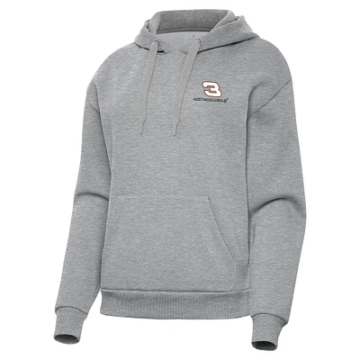 Women's Antigua Heather Gray Austin Dillon Victory Pullover Hoodie