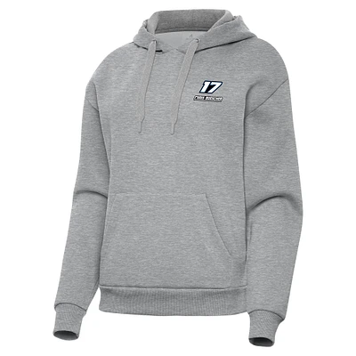 Women's Antigua Heather Gray Chris Buescher Victory Pullover Hoodie