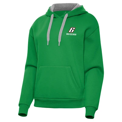 Women's Antigua Kelly Green Brad Keselowski Victory Pullover Hoodie