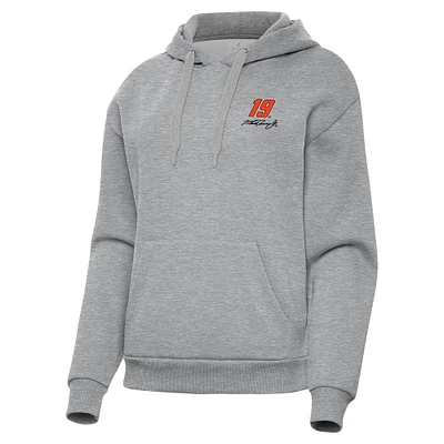 Women's Antigua Heather Gray Martin Truex Jr Victory Pullover Hoodie