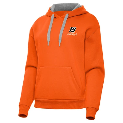 Women's Antigua Orange Martin Truex Jr Victory Pullover Hoodie