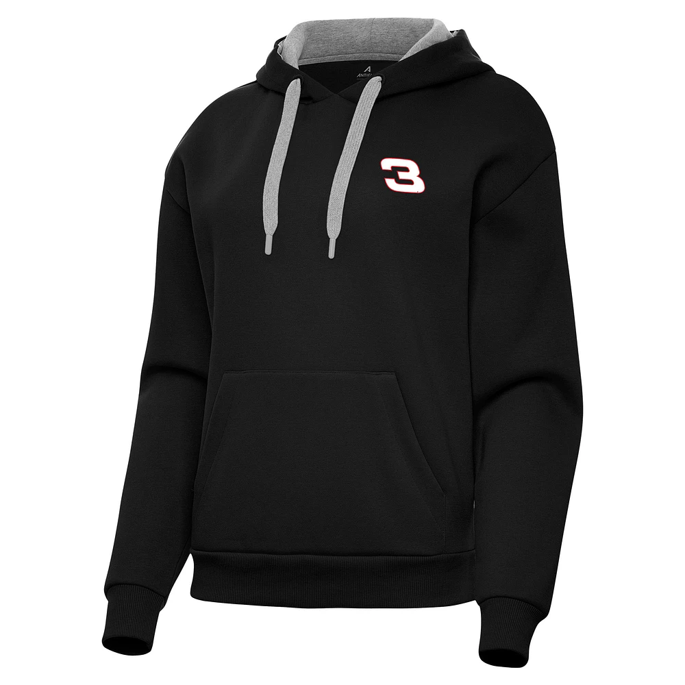 Women's Antigua Black Richard Childress Racing Victory Pullover Hoodie
