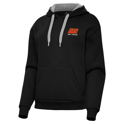 Women's Antigua Black Joey Logano Victory Pullover Hoodie