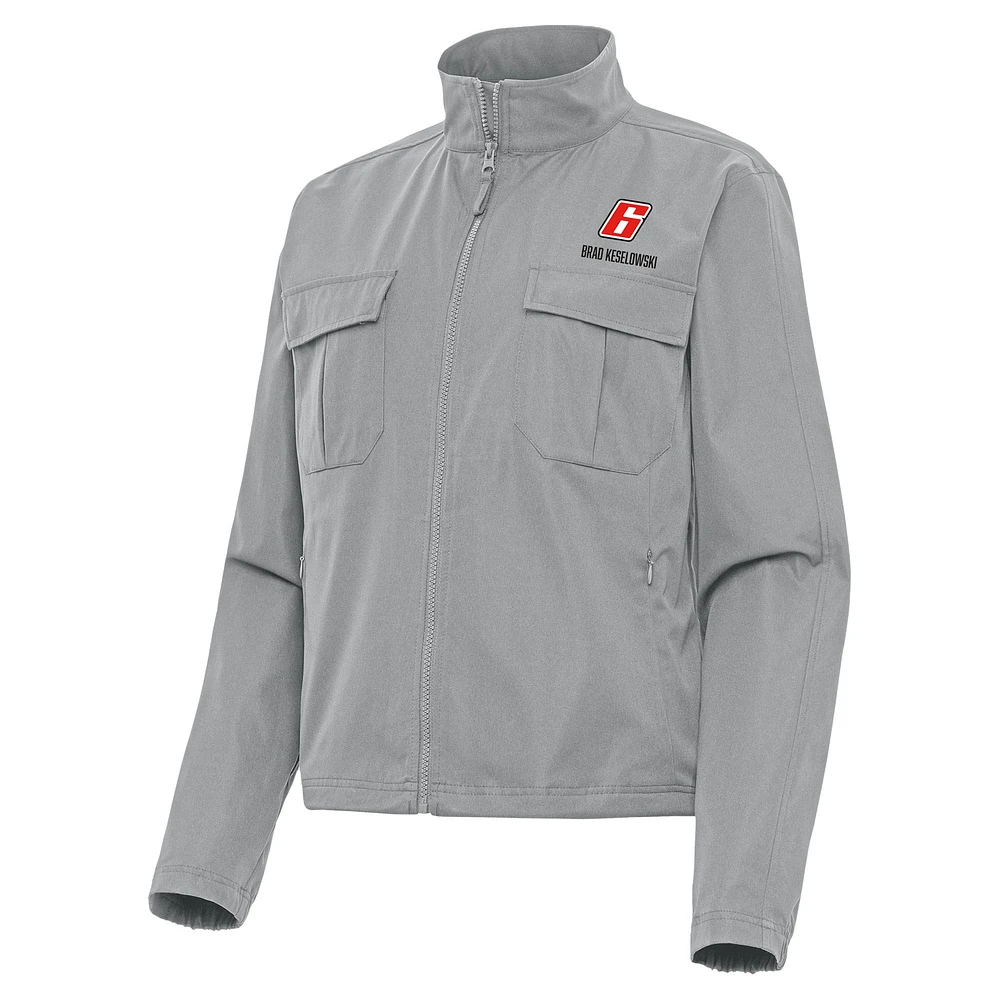 Women's Antigua Gray Brad Keselowski Even Par Full-Zip Jacket