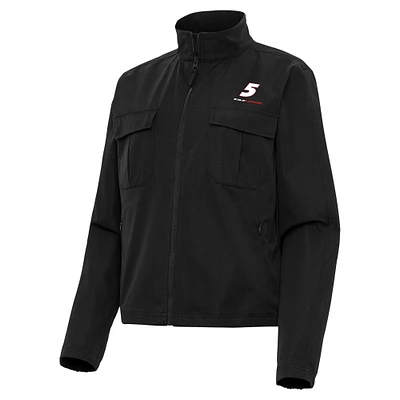 Women's Antigua Black Kyle Larson Even Par Full-Zip Jacket