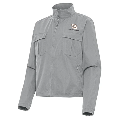 Women's Antigua Gray Austin Dillon Even Par Full-Zip Jacket