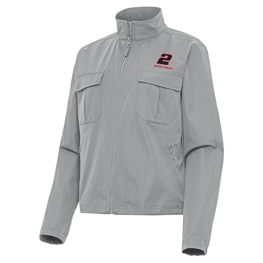 Women's Antigua Gray Austin Cindric Even Par Full-Zip Jacket