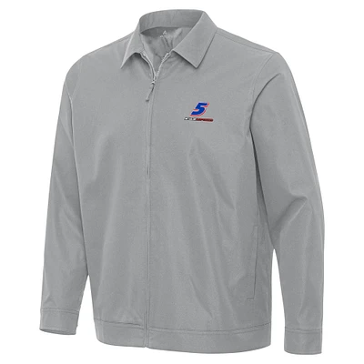 Men's Antigua Gray Kyle Larson Pivot Full-Zip Jacket