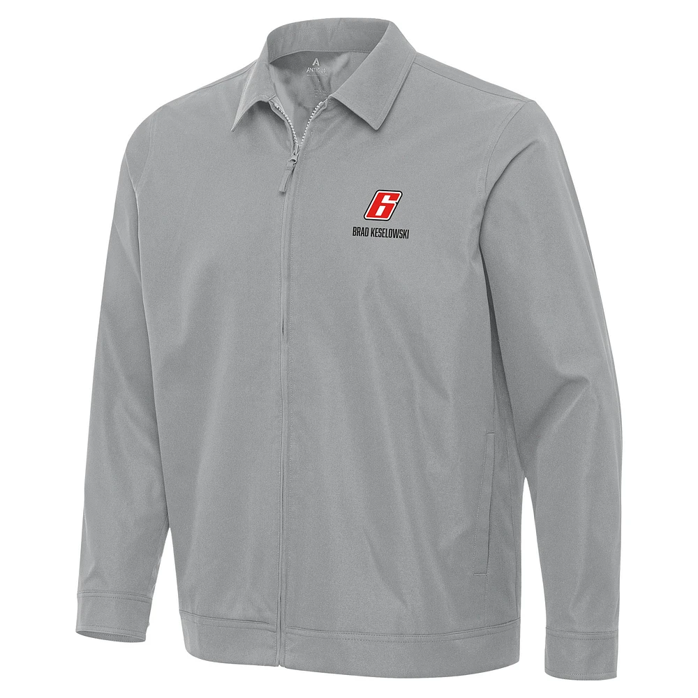 Men's Antigua Gray Brad Keselowski Pivot Full-Zip Jacket