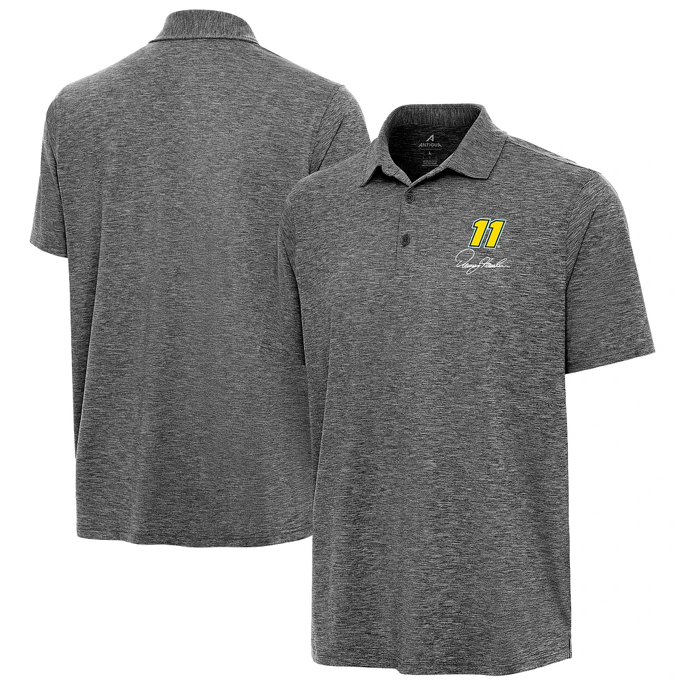 Men's Antigua Heather Black Denny Hamlin Par 3 Polo