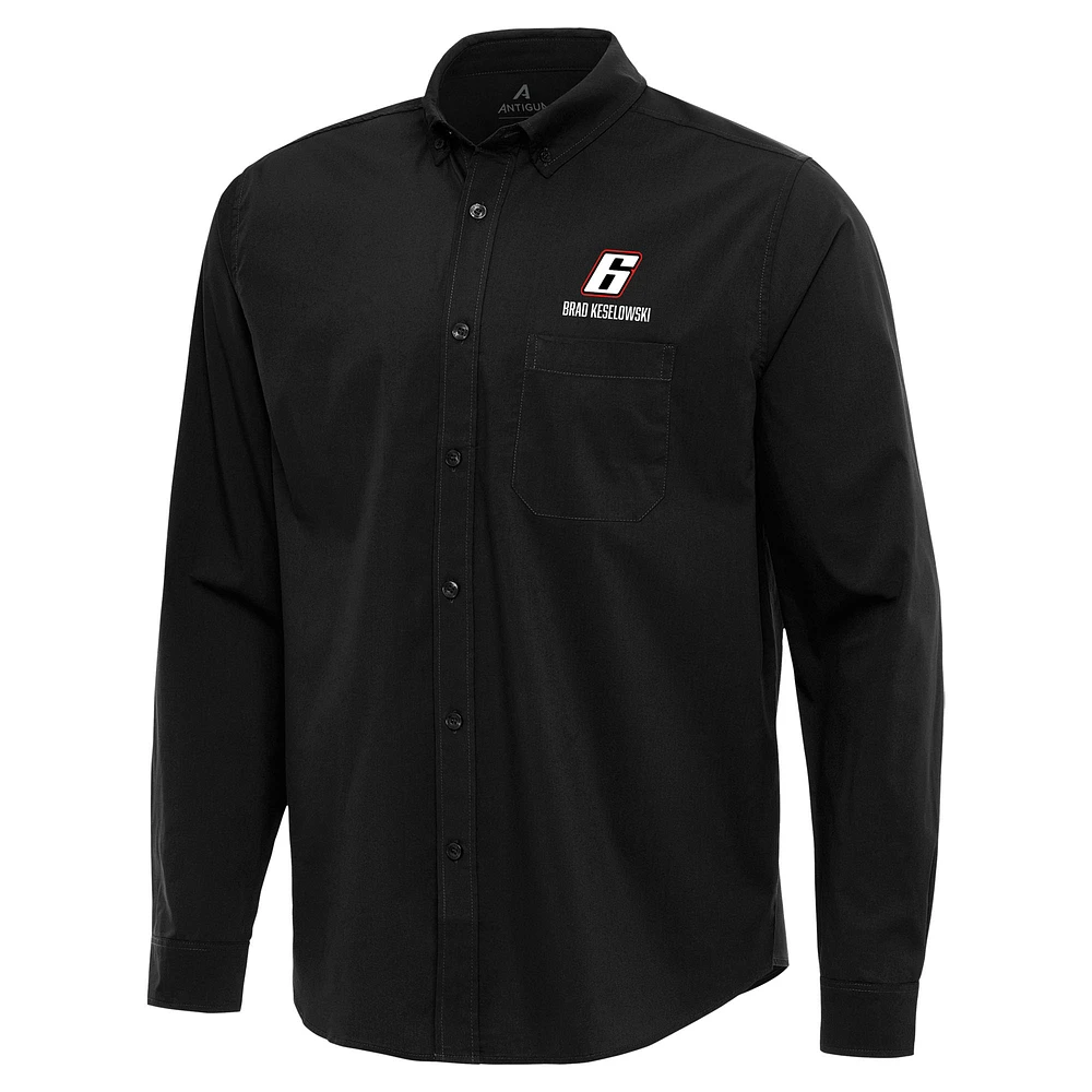 Men's Antigua Brad Keselowski Flight Woven Tri-Blend Long Sleeve Button-Down Shirt