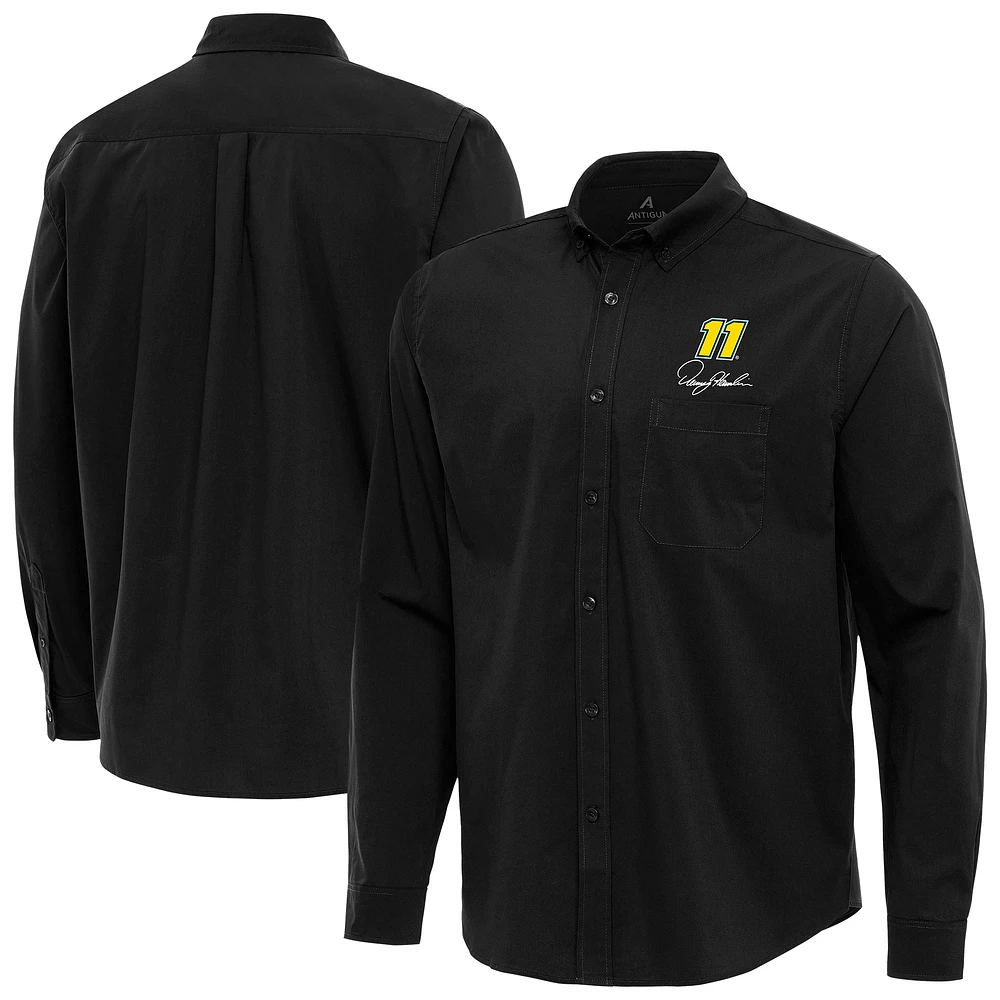 Men's Antigua Denny Hamlin Flight Woven Tri-Blend Long Sleeve Button-Down Shirt