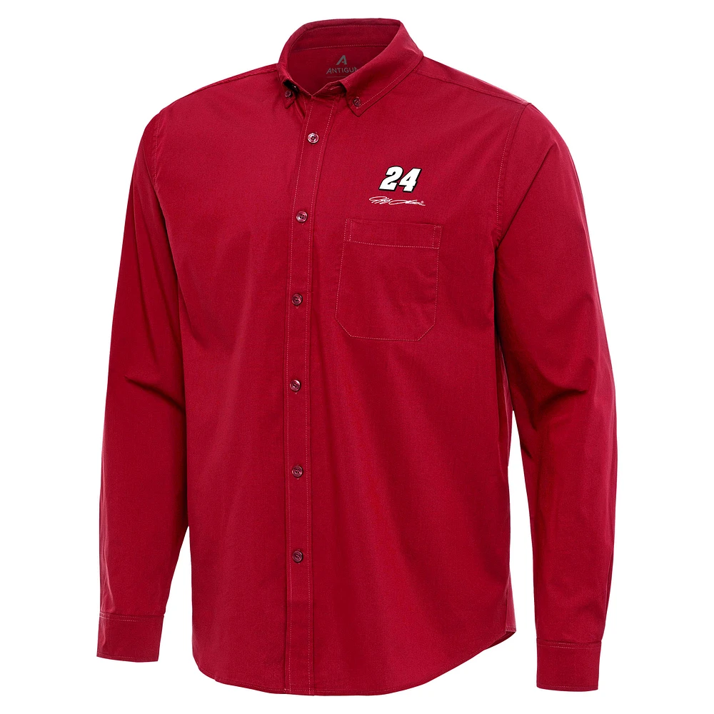 Men's Antigua Jeff Gordon Flight Woven Tri-Blend Long Sleeve Button-Down Shirt