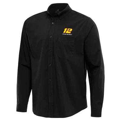 Men's Antigua Ryan Blaney Flight Woven Tri-Blend Long Sleeve Button-Down Shirt
