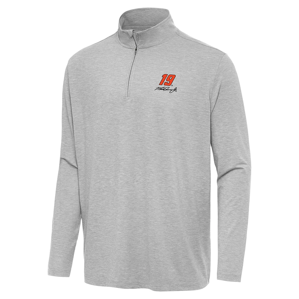 Men's Antigua Heather Gray Martin Truex Jr Hunk Quarter-Zip Top