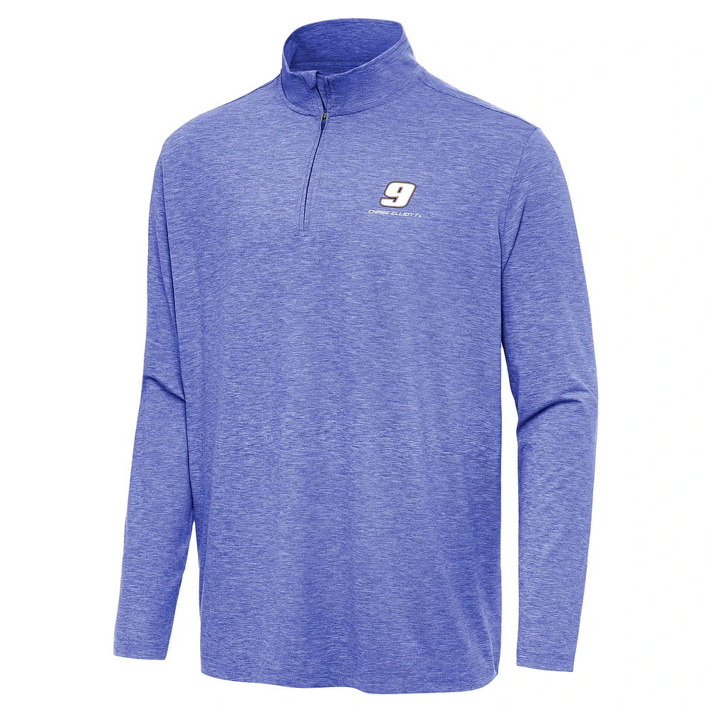 Men's Antigua Heather Royal Chase Elliott Hunk Quarter-Zip Top