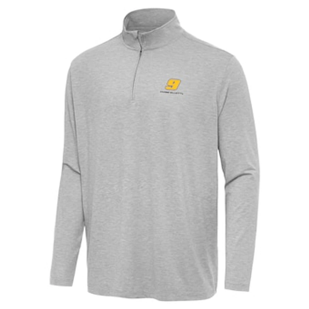 Men's Antigua Heather Gray Chase Elliott Hunk Quarter-Zip Top