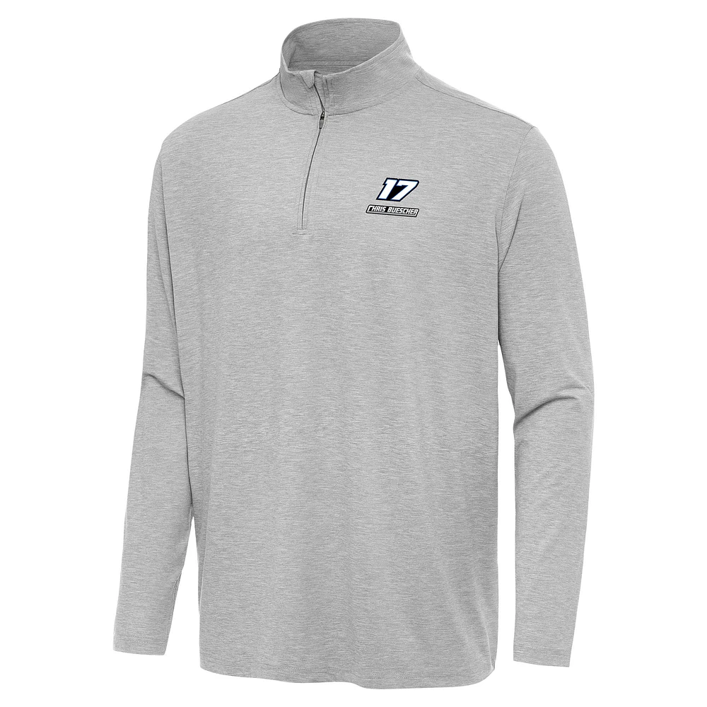 Men's Antigua Heather Gray Chris Buescher Hunk Quarter-Zip Top