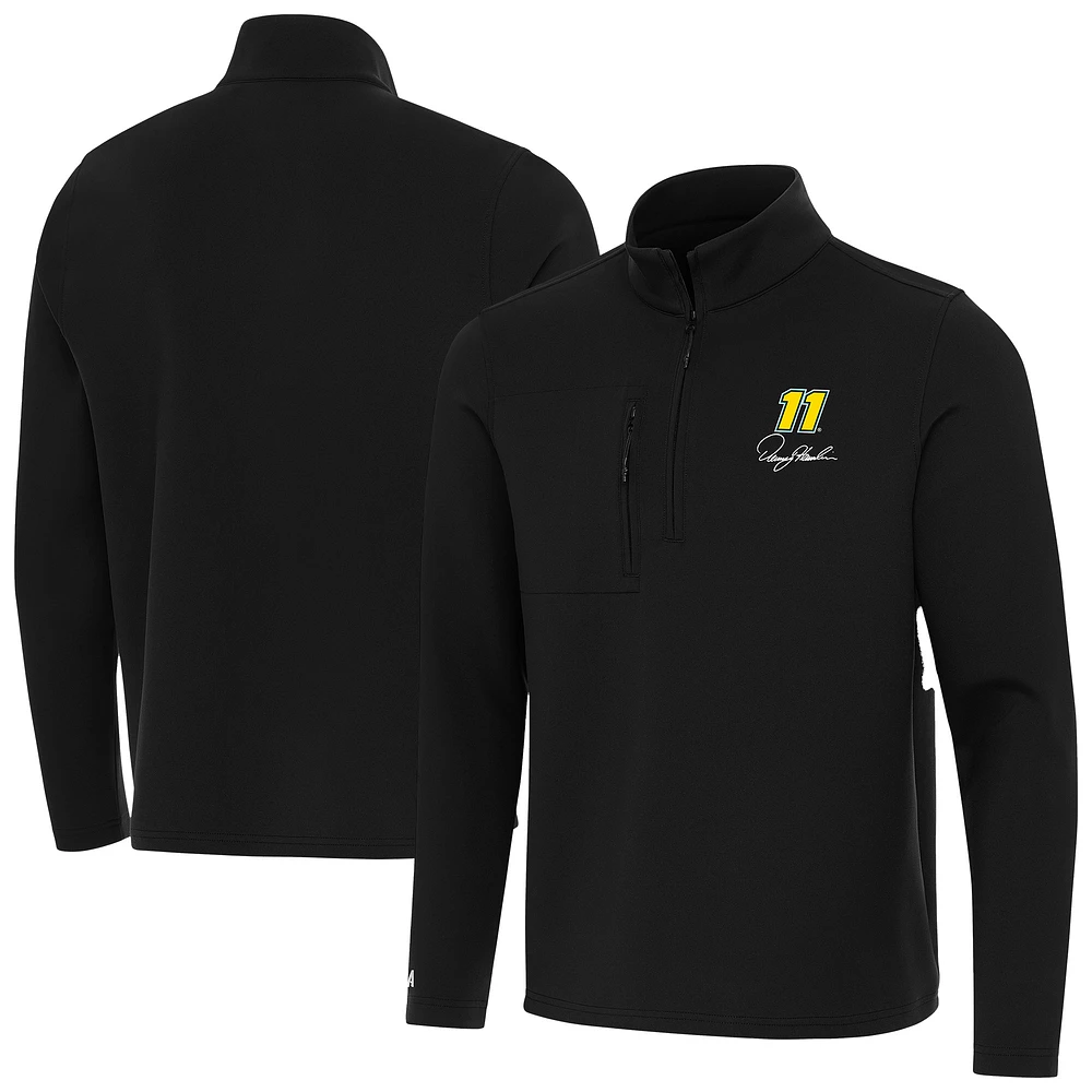 Men's Antigua Black Denny Hamlin Insider Quarter-Zip Top