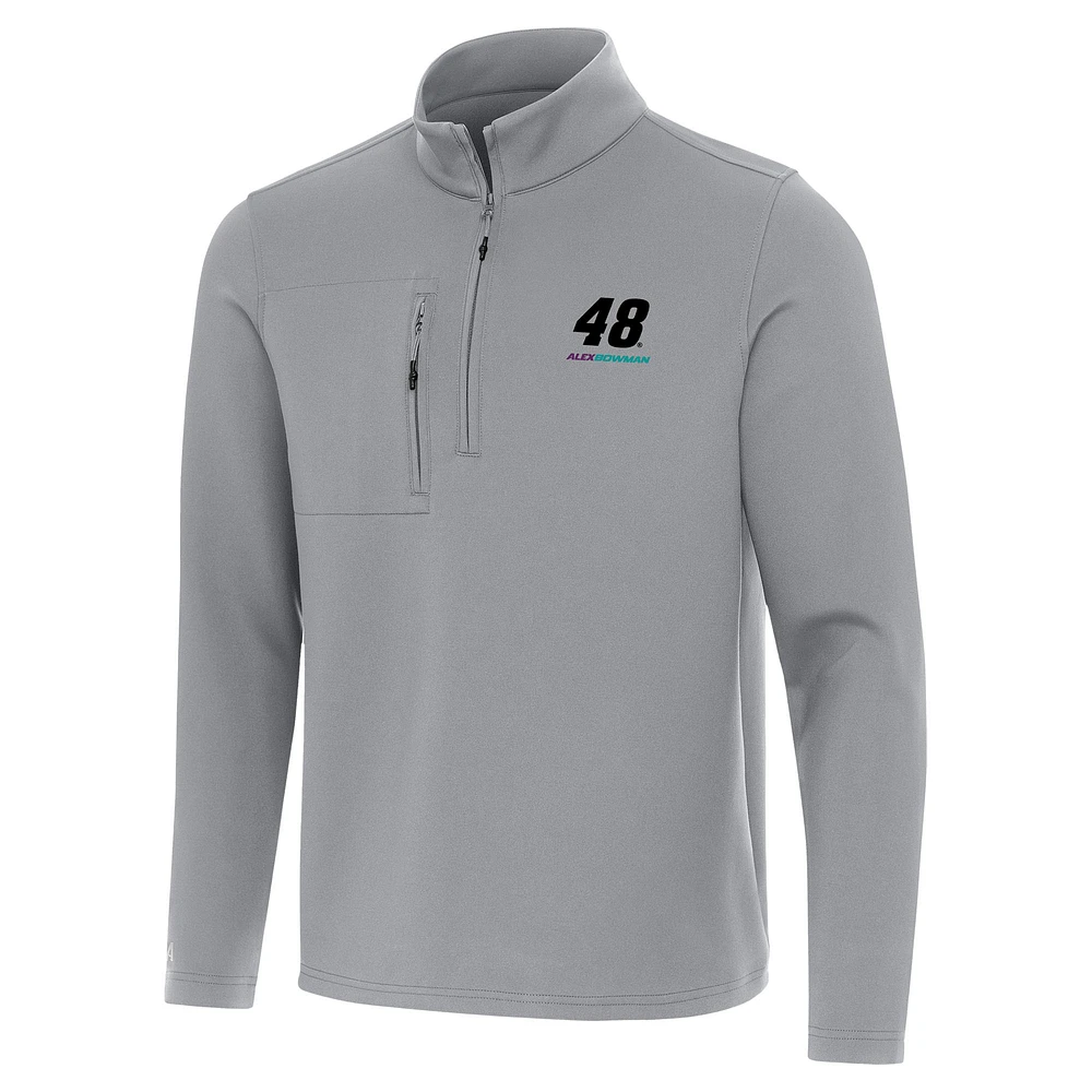 Men's Antigua Gray Alex Bowman Insider Quarter-Zip Top