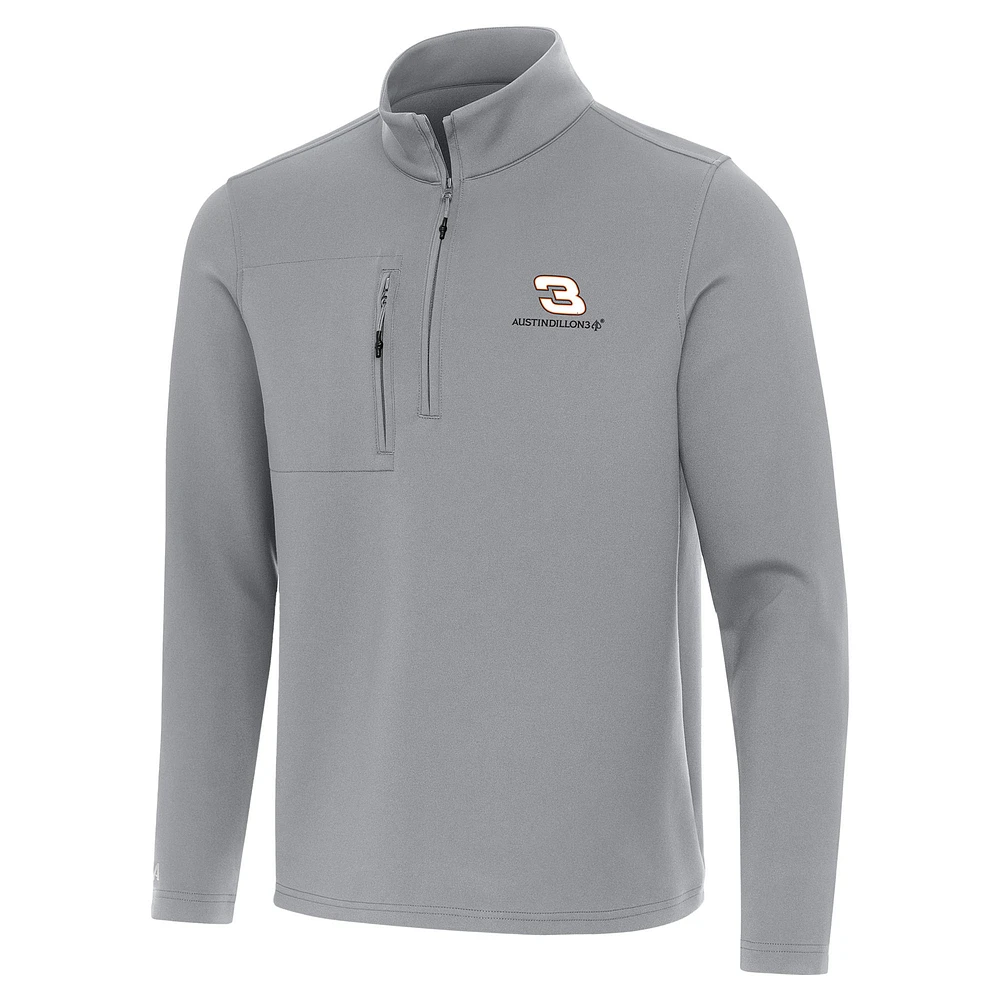 Men's Antigua Gray Austin Dillon Insider Quarter-Zip Top