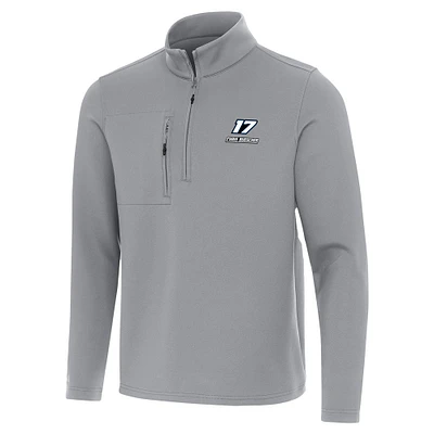 Men's Antigua Gray Chris Buescher Insider Quarter-Zip Top