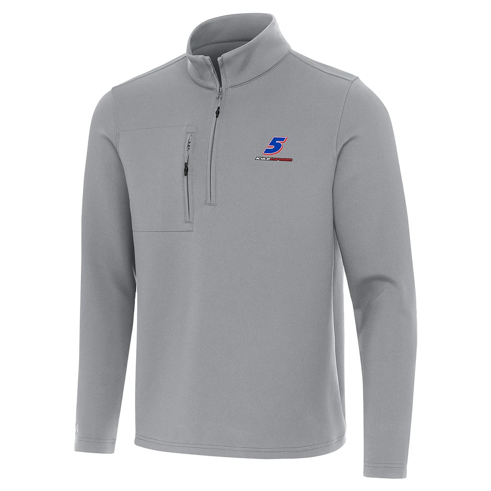 Men's Antigua Gray Kyle Larson Insider Quarter-Zip Top