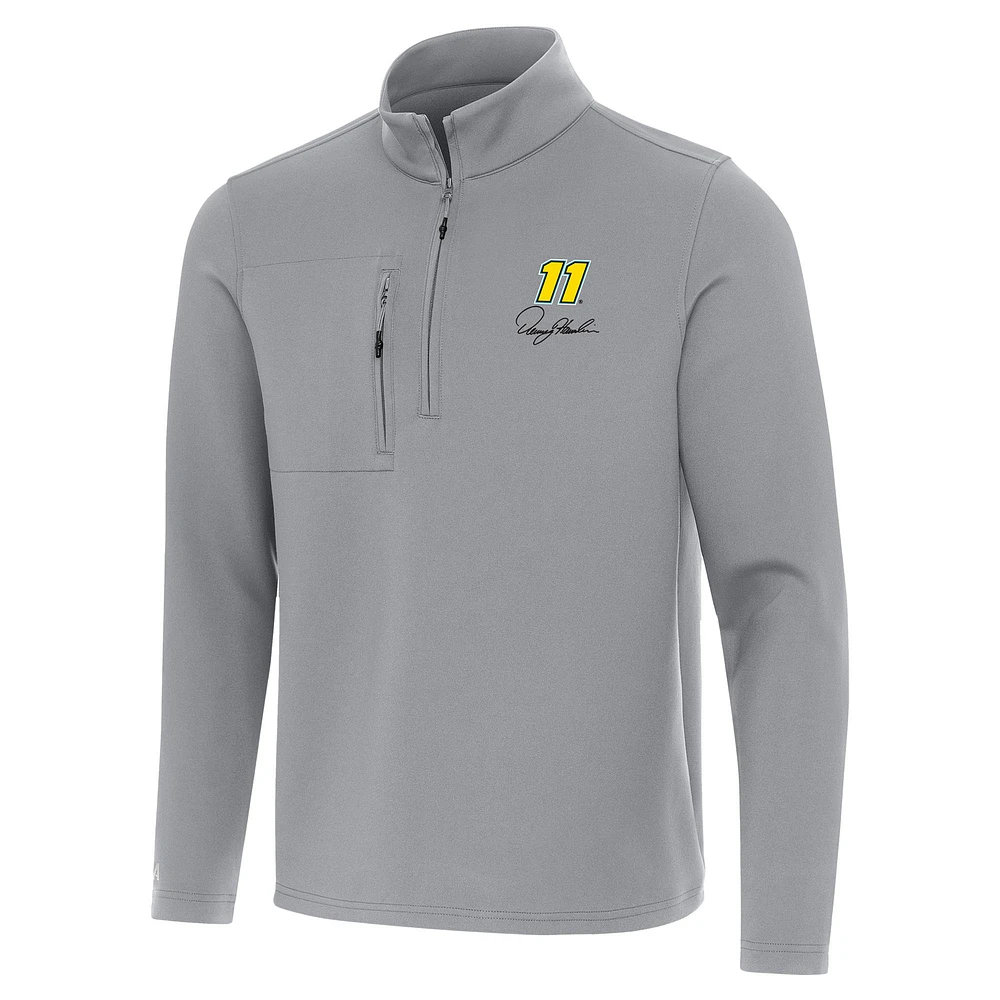 Men's Antigua Gray Denny Hamlin Insider Quarter-Zip Top