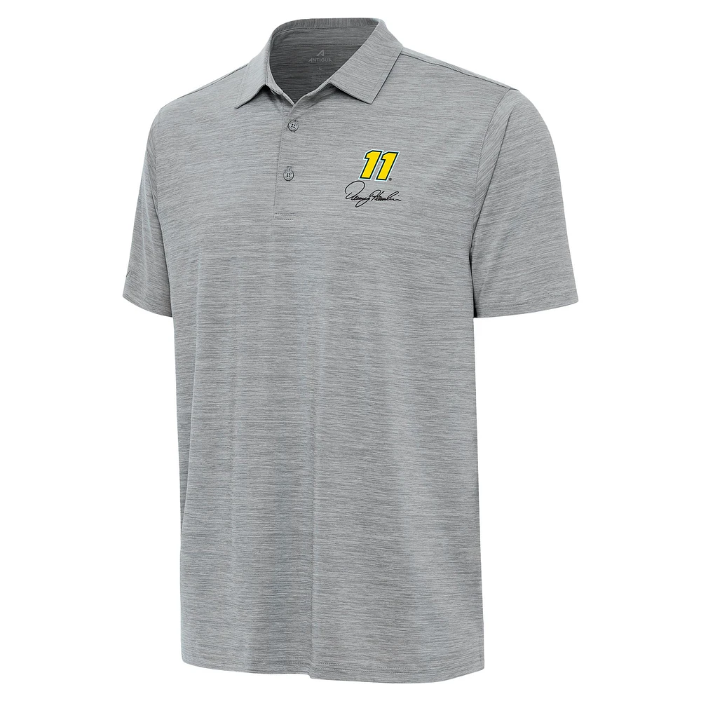 Men's Antigua Heather Gray Denny Hamlin Layout Polo