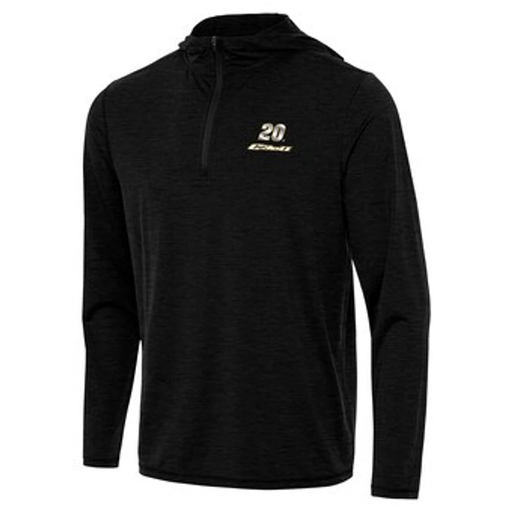 Men's Antigua Heather Black Christopher Bell Tidy Quarter-Zip Hoodie