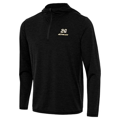 Men's Antigua Heather Black Christopher Bell Tidy Quarter-Zip Hoodie