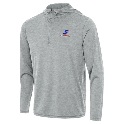 Men's Antigua Heather Gray Kyle Larson Tidy Quarter-Zip Hoodie
