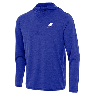 Men's Antigua Heather Royal Kyle Larson Tidy Quarter-Zip Hoodie