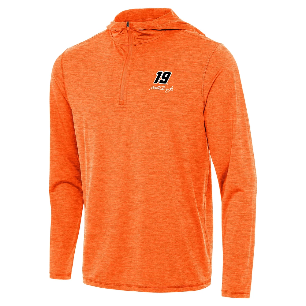Men's Antigua Heather Orange Martin Truex Jr Tidy Quarter-Zip Hoodie