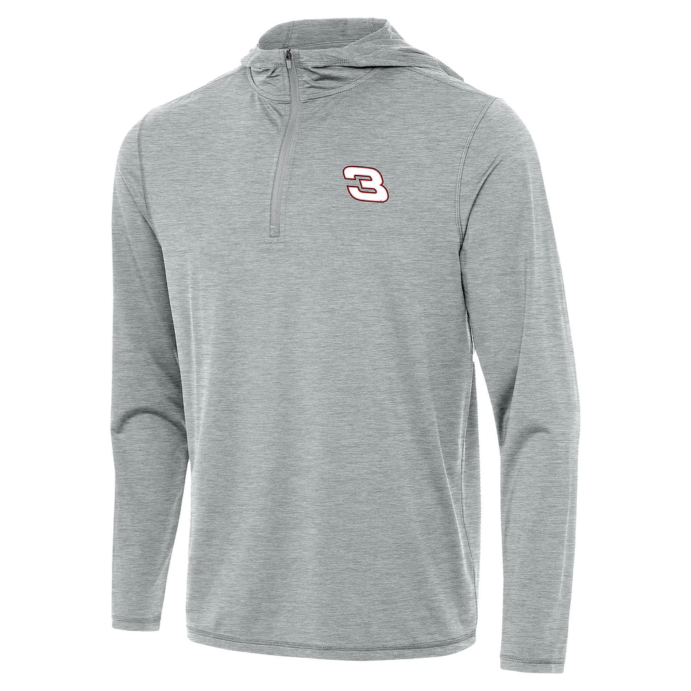 Men's Antigua Heather Gray Richard Childress Racing Tidy Quarter-Zip Hoodie