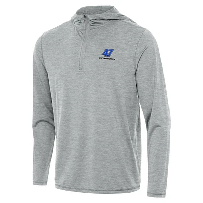 Men's Antigua Heather Gray Ricky Stenhouse Jr. Tidy Quarter-Zip Hoodie