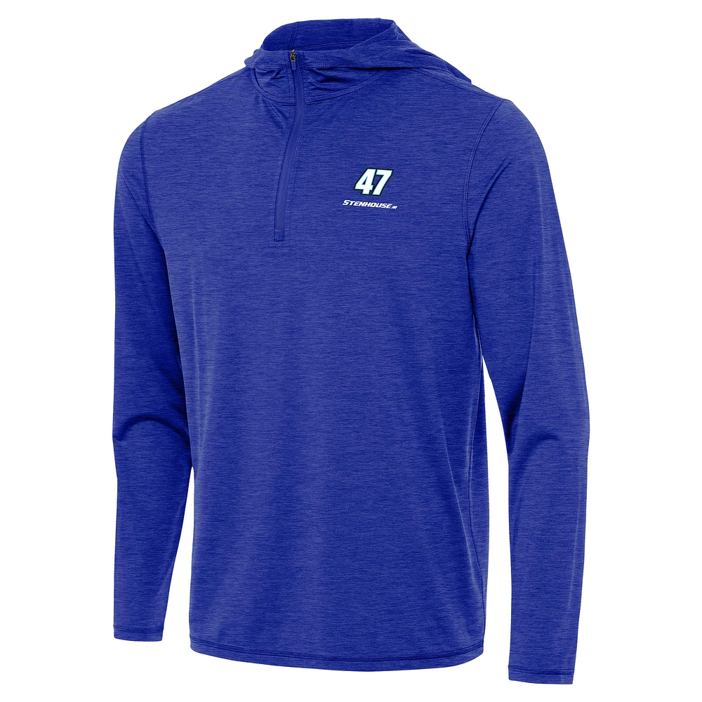 Men's Antigua Heather Royal Ricky Stenhouse Jr. Tidy Quarter-Zip Hoodie