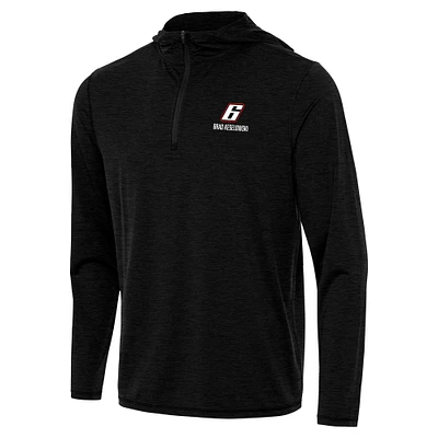 Men's Antigua Heather Black Brad Keselowski Tidy Quarter-Zip Hoodie