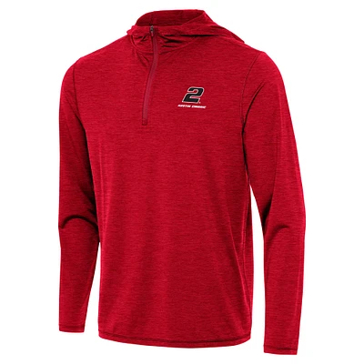 Men's Antigua Heather Red Austin Cindric Tidy Quarter-Zip Hoodie