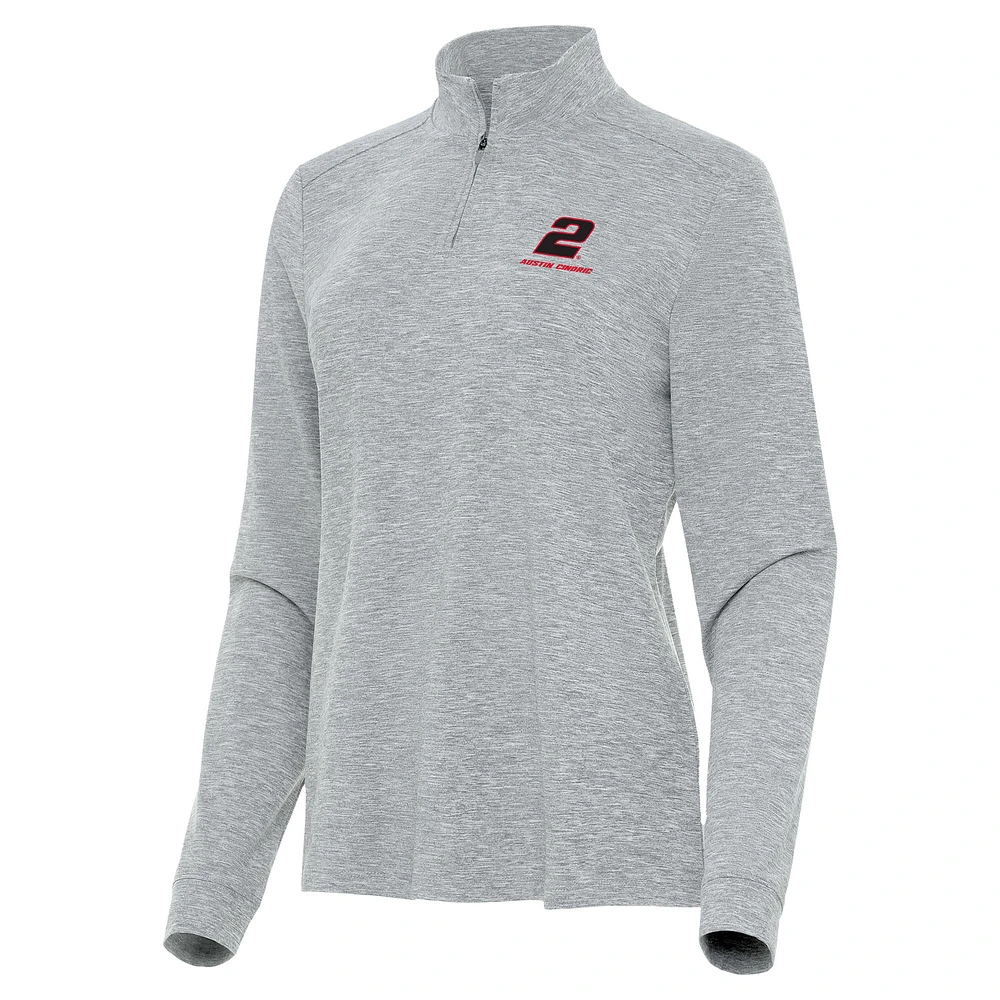 Women's Antigua Heather Gray Austin Cindric Mentor Quarter-Zip Jacket