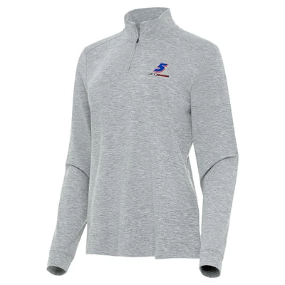 Women's Antigua Heather Gray Kyle Larson Mentor Quarter-Zip Jacket