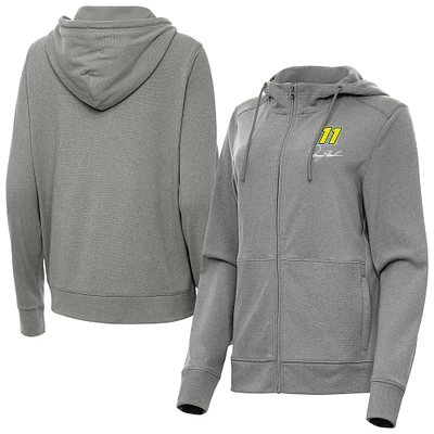 Women's Antigua Heather Black Denny Hamlin Justice Pullover Hoodie
